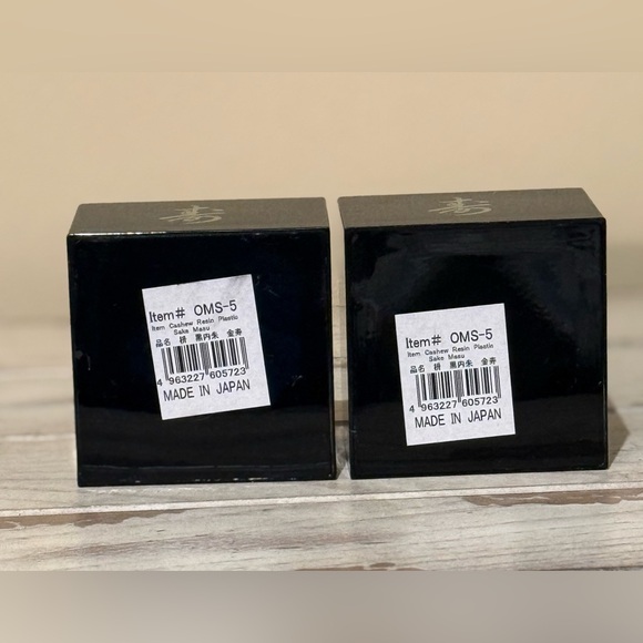 SET of 2 Japanese Masu Sake Cup 3-1/8” Square Black Lacquer Kotobuki JAPAN MADE - Picture 6 of 6